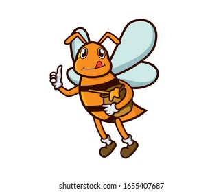 Bee's Holding Honey Illustration with Cartoon Style