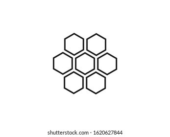 Bees, honey, honeycomb icon. Vector illustration, flat design.