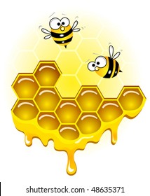 Bees and honey honeycombs