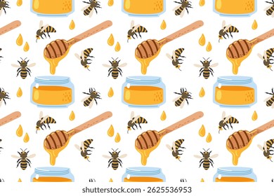 Bees and honey in a vibrant design showcasing natures sweet bounty
