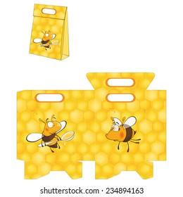 Bees and bee's honeycomb. Handbag packages pattern 