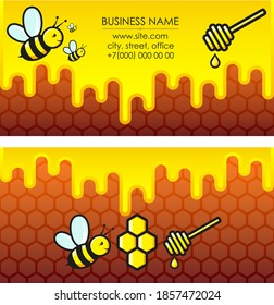 Bees honeycomb and honey business card for beekeeper