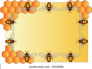 Bees and honeycombs are shown in the picture.