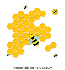 bees and honeycombs. Vector illustration. Flat style