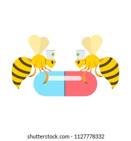 bees and human health, the benefits of insects,vector image, flat design