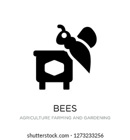 bees icon vector on white background, bees trendy filled icons from Agriculture farming and gardening collection, bees simple element illustration