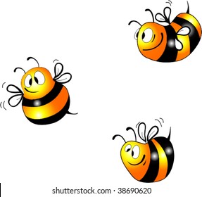 Bees illustration on white background
