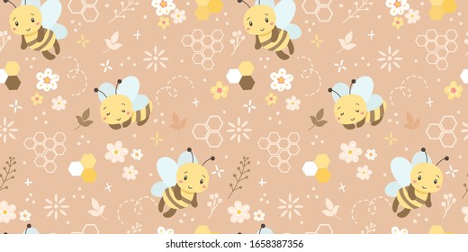 bees illustration in seamless pattern for personal project, background, invitation, wallpaper and many more