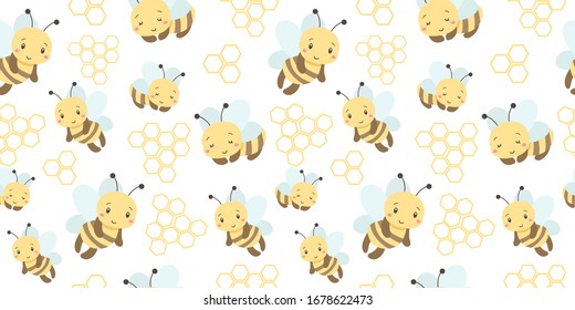 bees illustration in seamless pattern for personal project, background, invitation, wallpaper and many more