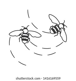bees insects flying isolated icon
