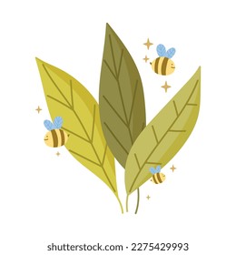 bees leaves spring isolated icon