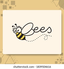 bees logo. Cute Bee design vector for kids