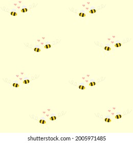 Bees in love fly together. Vector illustration. Flat bees. Sweet flat character