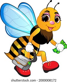 bees and money bag and hand
