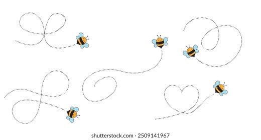 Bees in Motion. Captivating Dotted Lines Trace Spirals, Loops, and a Heart Shape Through the Sky