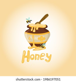The bees saw the honey and flew to the honey pot.