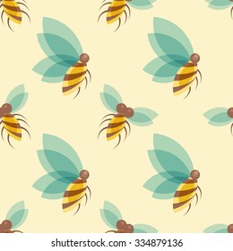 Bees seamless pattern