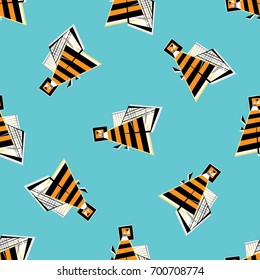 Bees seamless pattern. Abstract honeybee colorful vector background. Funny bright texture for wallpaper, wrapping, textile design, surface texture, fabric.