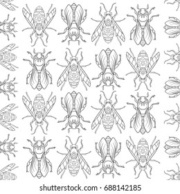 Bees Seamless Pattern Background Stock Vector (Royalty Free) 688142185 ...