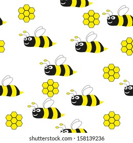 bees seamless pattern - Illustration