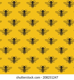 Bees seamless pattern vector