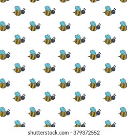 Bees seamless pattern vector