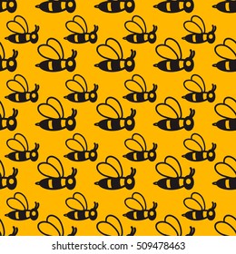 Bees seamless pattern vector