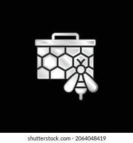 Icono metálico plateado de abejas