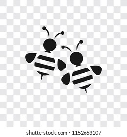Bees vector icon isolated on transparent background, Bees logo concept svg