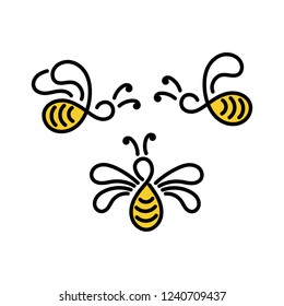 Bees, vector. Outline, logo