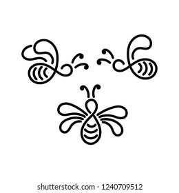 Bees Vector Outline Logo Stock Vector (Royalty Free) 1240709512 ...