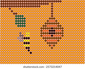 Bees and wasp nests. Hexagon design background. Orange hexagon concept