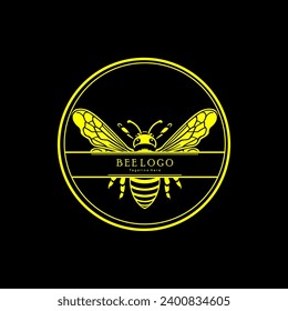 The bee-shaped logo design with additional writing in the middle is very suitable for food, beverage, livestock and company brands.