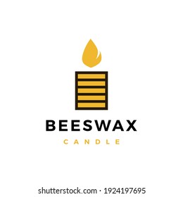 beeswax candle bee honey wax logo vector icon illustration