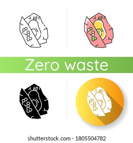Beeswax food wrap icon. Linear black and RGB color styles. Sustainable lifestyle, zero waste. Natural food storage element. Avocado in biodegradable wrapping Isolated vector illustrations