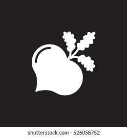 Beet, beetroot icon vector, filled flat sign, solid pictogram isolated on black, logo illustration