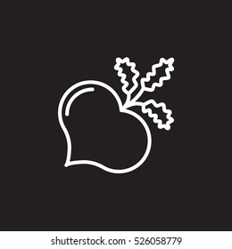Beet, beetroot line icon, outline vector sign, linear pictogram isolated on black. logo illustration