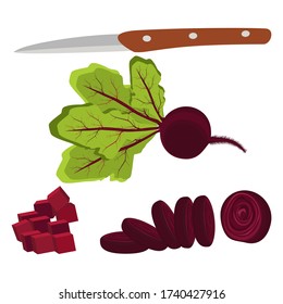 Beet. Beetroot set. Plant. Garden. Cooking, food, vitamins. Sliced ​​beets for cooking.