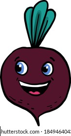 Beet with a big smile, illustration, vector on white background