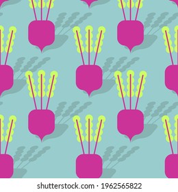 Beet cartoon pattern seamless. Beetroot natural Vegetable background