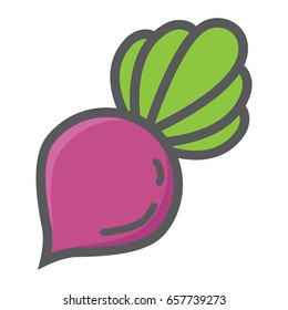 Beet colorful line icon, vegetable and diet, vector graphics, on a white background, eps 10.
