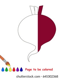 The Beet, the coloring book to educate preschool kids with easy gaming level, the kid educational game to color the colorless half by sample.