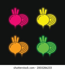 Beet four color glowing neon vector icon