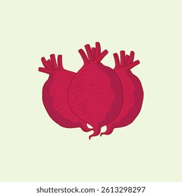 Beet Fruit Flat Design Cartoon Icon Illustration 