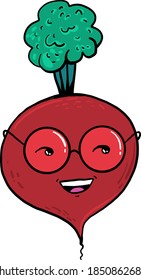 Rüben mit Brille, Illustration, Vektorgrafik auf weißem Hintergrund
