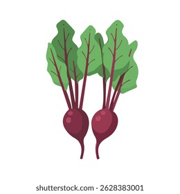 beet greens 2D flat vector illustration icon, isolated on a white background.