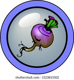 beet in grey bubble in blue circle icon isolated on white background	