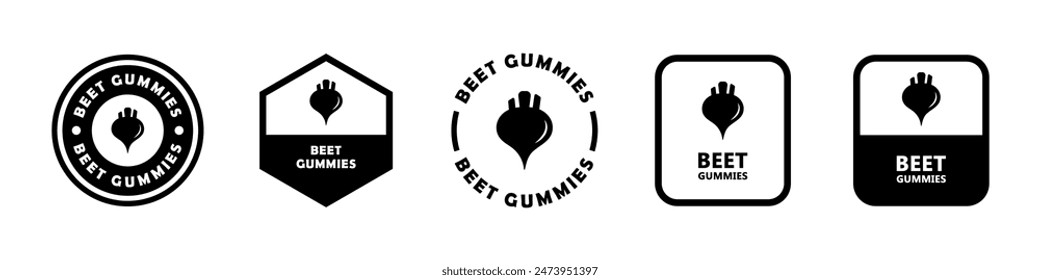 Beet Gummies - vector signs for product packaging label.