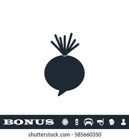 Beet icon flat. Black pictogram on white background. Vector illustration symbol and bonus button