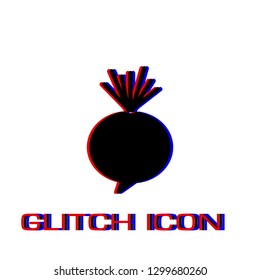 Beet icon flat. Simple pictogram - Glitch effect. Vector illustration symbol
